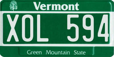 VT license plate XOL594