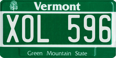 VT license plate XOL596