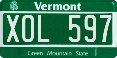 VT license plate XOL597