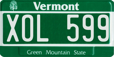 VT license plate XOL599