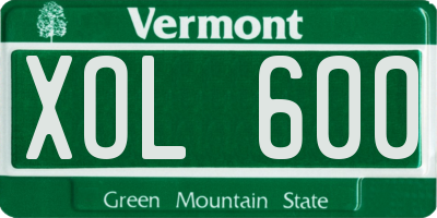 VT license plate XOL600
