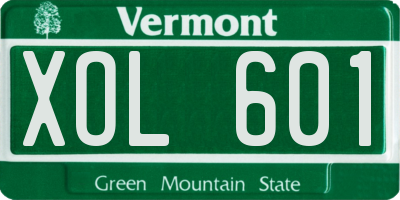 VT license plate XOL601
