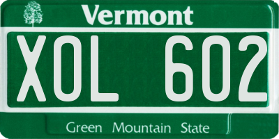 VT license plate XOL602
