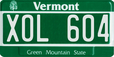 VT license plate XOL604