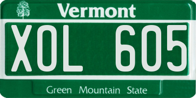 VT license plate XOL605
