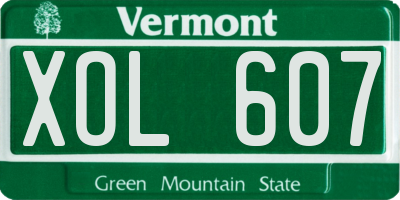 VT license plate XOL607