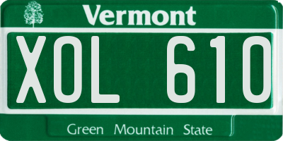 VT license plate XOL610
