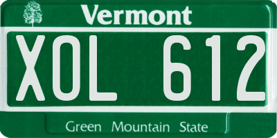 VT license plate XOL612