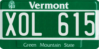 VT license plate XOL615