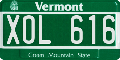 VT license plate XOL616