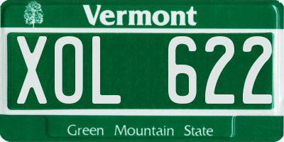 VT license plate XOL622