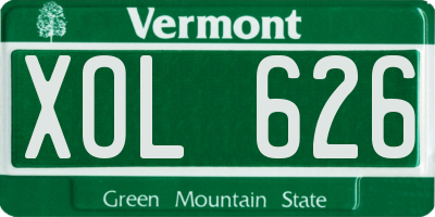 VT license plate XOL626