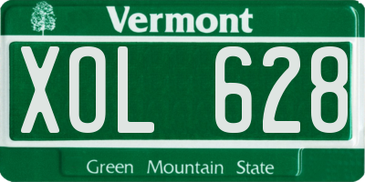 VT license plate XOL628
