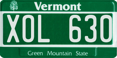 VT license plate XOL630
