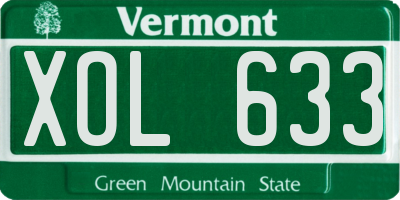 VT license plate XOL633