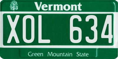 VT license plate XOL634