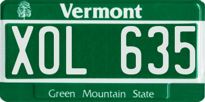 VT license plate XOL635