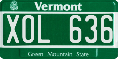 VT license plate XOL636