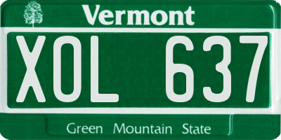VT license plate XOL637
