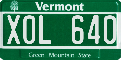 VT license plate XOL640