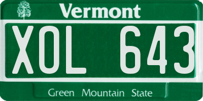 VT license plate XOL643