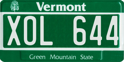 VT license plate XOL644