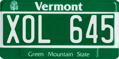 VT license plate XOL645