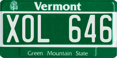 VT license plate XOL646