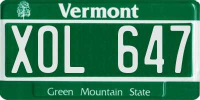 VT license plate XOL647
