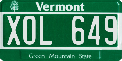 VT license plate XOL649