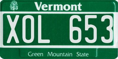 VT license plate XOL653
