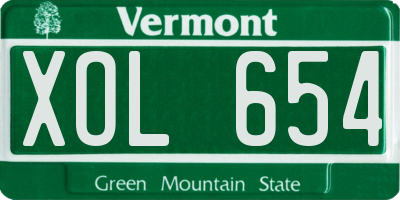 VT license plate XOL654