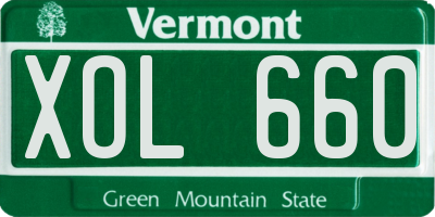 VT license plate XOL660