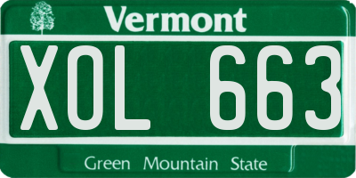 VT license plate XOL663