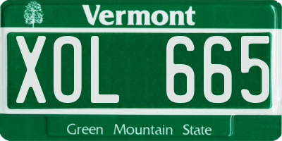 VT license plate XOL665