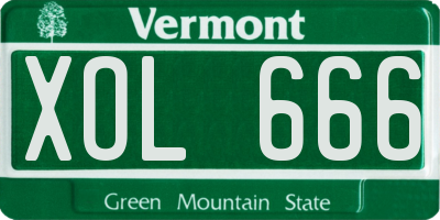 VT license plate XOL666