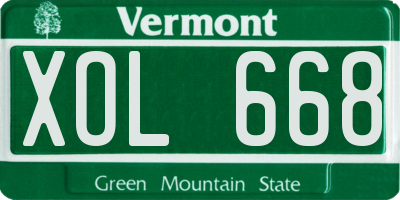 VT license plate XOL668