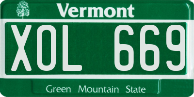 VT license plate XOL669