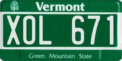 VT license plate XOL671