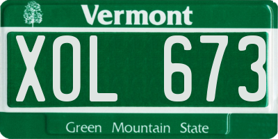 VT license plate XOL673