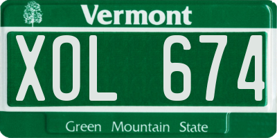 VT license plate XOL674