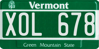 VT license plate XOL678