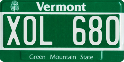 VT license plate XOL680