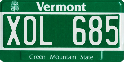VT license plate XOL685