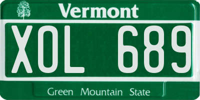 VT license plate XOL689