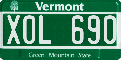 VT license plate XOL690
