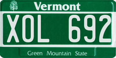 VT license plate XOL692