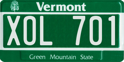 VT license plate XOL701