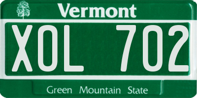 VT license plate XOL702