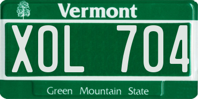VT license plate XOL704
